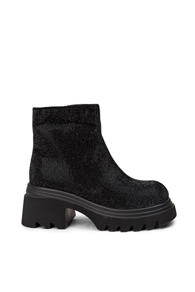 Deery Kadın Siyah Taşlı Fermuarlı Bot