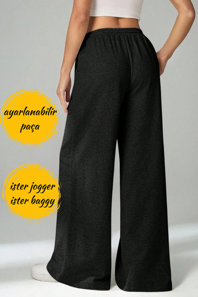 BSBSPOR ΧΕΙΜΕΡΙΝΟ Unisex Φούτερ με διπλή τσέπη - Ρυθμιζόμενο πόδι: Jogger & Baggy - Μαύρο Γκρι Ανθρακίτη