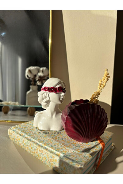 ZUYKA HOME Maskeli Kız Dekor biblo ve mini İstiridye Vazo set