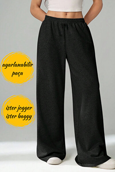 BSBSPOR ΧΕΙΜΕΡΙΝΟ Unisex Φούτερ με διπλή τσέπη - Ρυθμιζόμενο πόδι: Jogger & Baggy - Μαύρο Γκρι Ανθρακίτη