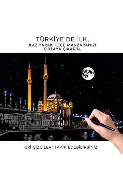 Kazart Kazıma Sanatı - İSTANBUL BOĞAZI 2 Kalem Dahil, A3, Hediyelik Set