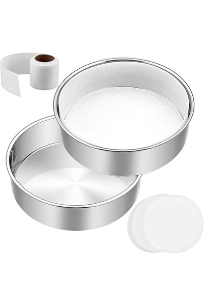 The Bros مجموعة قوالب الكيك مقاس 6 بوصات من 2 قالب خبز دائري من الفولاذ المقا...