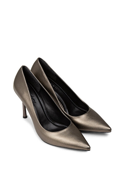 Deery Pantofi cu toc stiletto de culoare platină pentru femei