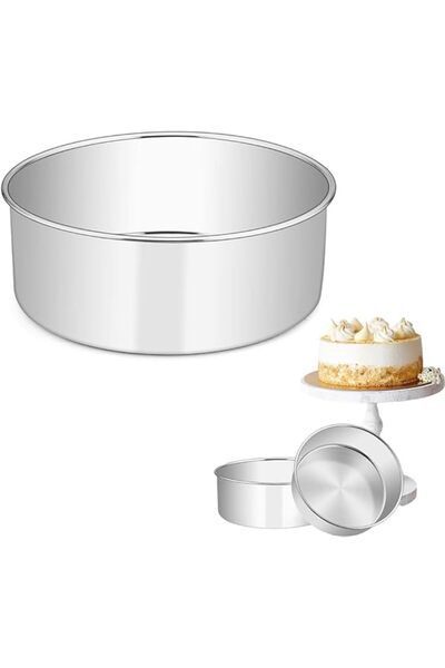 The Bros قالب كيك دائري من الفولاذ المقاوم للصدأ مقاس 8 بوصات، غير سام، قالب عميق لكعكة الجبن الشيفون