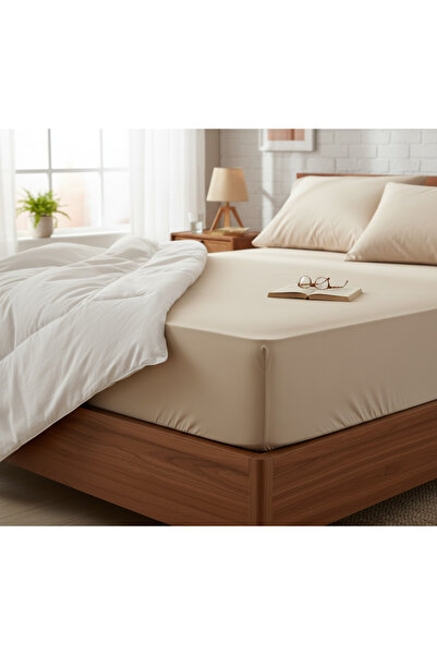 Vivesta Home طقم ملاءات مطاطية مزدوجة اللون البيج مقاس 180×200 سم + 2 غطاء وسادة