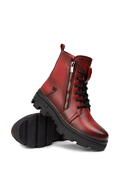Deery Жіночі черевики з натуральної шкіри червоного кольору в стилі вінтаж