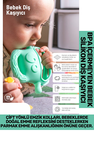 Carlburn Bpa İçermeyen Yumuşak Diş Çıkarma Dönemi Kaşıma Karşıtı Eğlenceli Güvenli Bebek Silikon Diş Kaşıyıcı