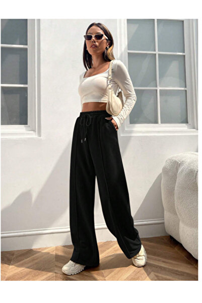 berfmoda Black Baggy Loose-Leg Trackpants