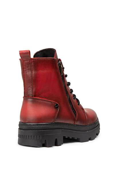 Deery Kadın Hakiki Deri Kırmızı Vintage Postal Bot