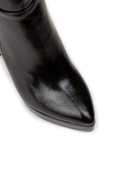 Deery Women's Black Patent Leather Platform Heeled Boots