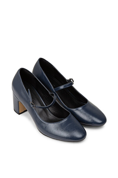 Deery Women's Vintage Patent Leather Navy Blue Mary Jane Shoes