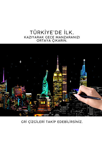 Kazart Kazıma Sanatı - MANHATTAN SETİ 2 Kalem Dahil, A3, Hediyelik Set