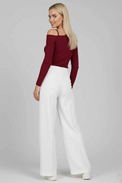 Zerenyus One Shoulder Drawstring Blouse Burgundy