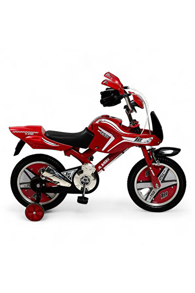 ALBADER Kids Bike 14 Inch Motorcycle Design, Bicycle With Motorcycle Sound Effects, Bike With Leather Seat