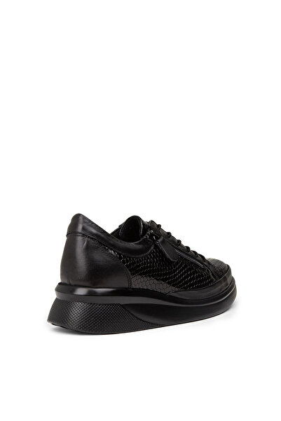 Deery Women's Genuine Leather Black Wedge Heel Casual Shoes