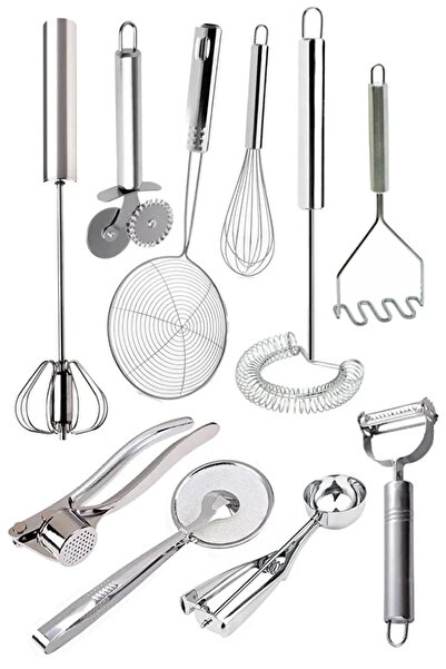 RED KİTCHEN 10 Parça Paslanmaz Çelik Pratik Mutfak Servis Aletleri, Çeyiz Seti