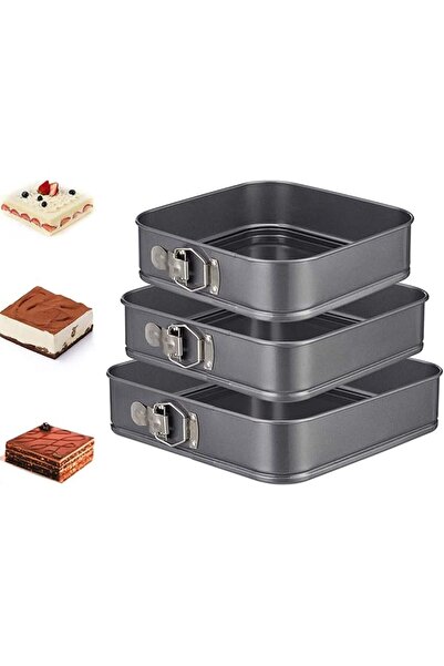 The Bros مجموعة قوالب كيك مربعة الشكل ذات قاعدة قابلة للإزالة من الفولاذ الكر...