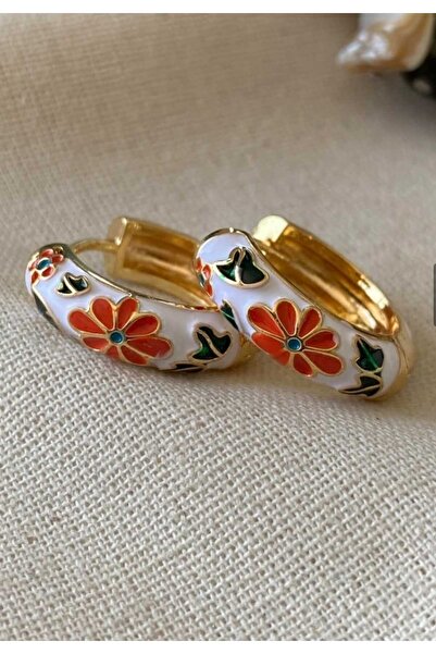 Olivaya official Beyaz Mineli Halka Küpe