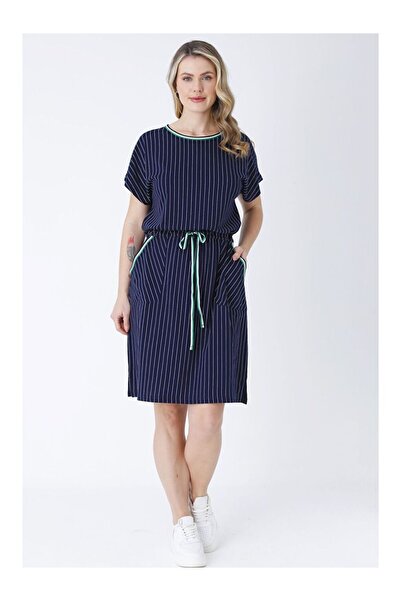 LC Waikiki Dámské bavlněné šaty s námořnickým páskem a kapsami