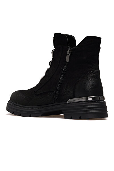 Venüs Γυναικείες μπότες casual με λεπτομέρεια από γνήσιο δέρμα με αγκράφα 25k 2353524k Z Μαύρο Nubuck