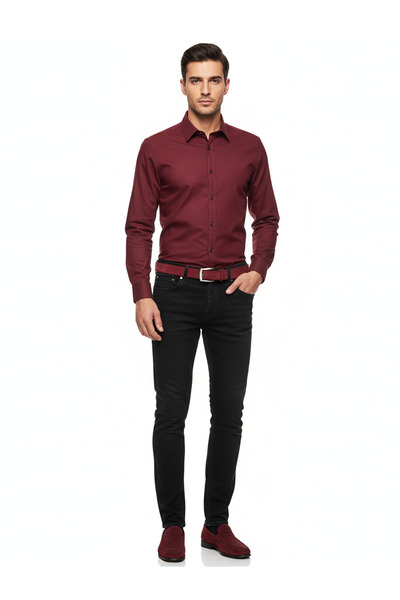 GoDeri 100% Genuine Leather 4 cm Burgundy Suede Belt Jeans, Canvas Matching Burgundy_Suede