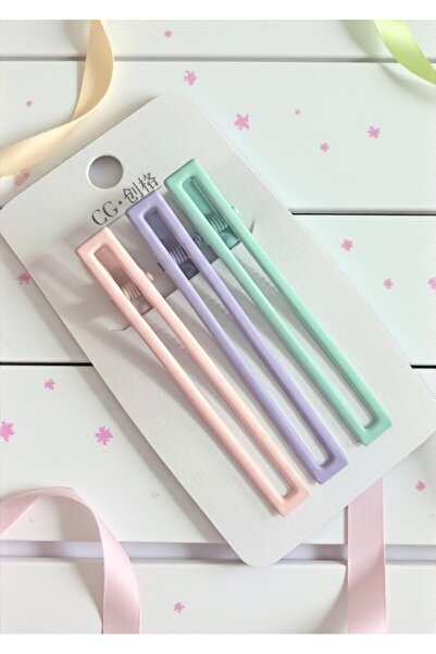 Pastel Tonlarda Uzun Mandal Toka Seti – 3'lü Saç Toka Seti - 8 cm
