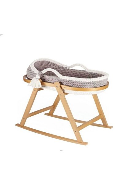 Mini Baby سلة موسى مصنوعة من الكروشية + حامل خشب