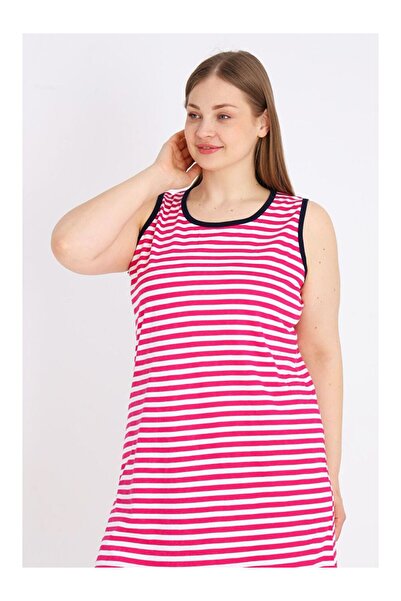 LC Waikiki Dámské 100% bavlněné šaty s proužkovaným vzorem