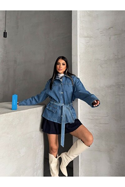 Ekim Store Bağlamalı Oversize Denim Ceket