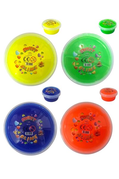 Oyunsal سلايم أزرق - برتقالي - أصفر - أخضر سلايم حلو - 4 قطع سلايم منفوش بألو...