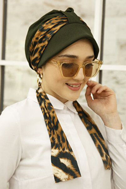 asse Bağcıklı Bone Şal - Haki