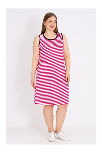 LC Waikiki Dámské 100% bavlněné šaty s proužkovaným vzorem