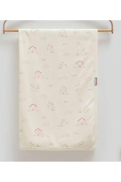 Caramell İncibaby Cute Rabbit 3-Piece Set (1 Combed Cotton Blanket - 1 Muslin Blanket - 1 Pacifier Strap) 80X90 cm