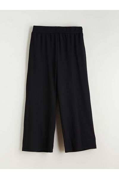 LC Waikiki Black Elastic Waist Wide Leg Women's Trousers
