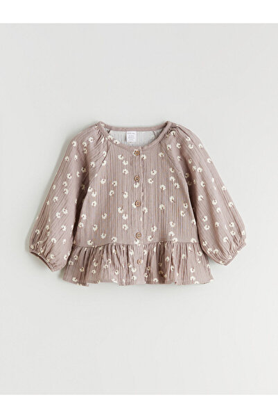 LC Waikiki Crew Neck Baby Girl Muslin Shirt and Pants