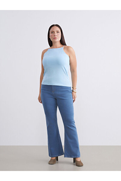 LC Waikiki Blue Plus Size Flare Women's Jean Pants