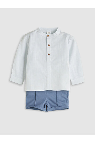 LC Waikiki Blue Buttoned Baby Boy Shirt and Shorts 2-Piece Set from Güli̇s Gi...