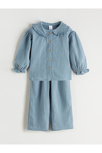 LC Waikiki Sparkling Choices from Shining Store | Peter Pan collar Baby Girl Shirt and Pants 2-Pack