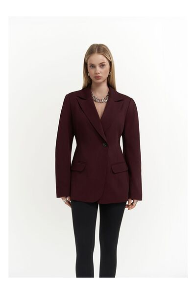 LC Waikiki برييلا بليزر عنابي اللون مع خصر ملتصق