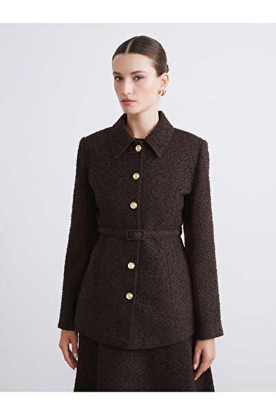 LC Waikiki Δημιουργήστε το στυλ σας από το UZG Store |   Γυναικείο τζάκετ τουίντ με υφή