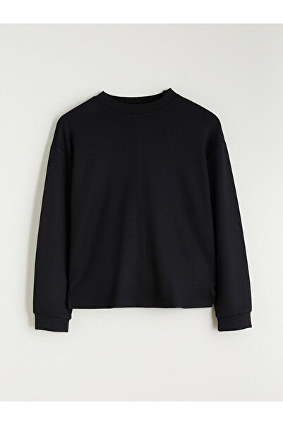 LC Waikiki Μαύρο γυναικείο φούτερ με λαιμόκοψη