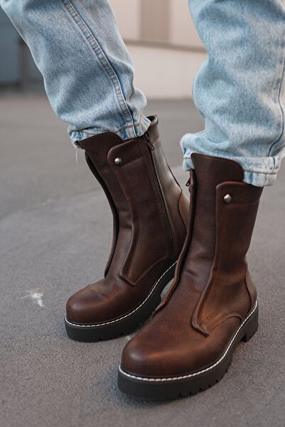 Zapatos CH027 Quebec Cizme sport casual pentru bărbați cu fermoar CST - maro