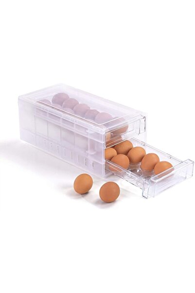 Generic صندوق تخزين البيض، 24 درجًا شبكيًا، صينية بيض للمطبخ، حاوية تخزين الث...