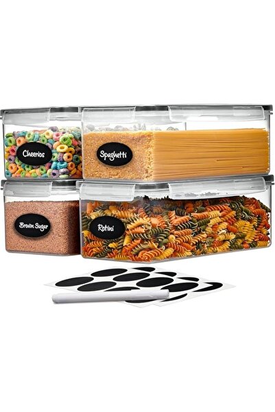 Generic PREMIFY 4pcs Food Storage Container Set (3i2L)with Locking Lids with Labels And Marker Rectangular (