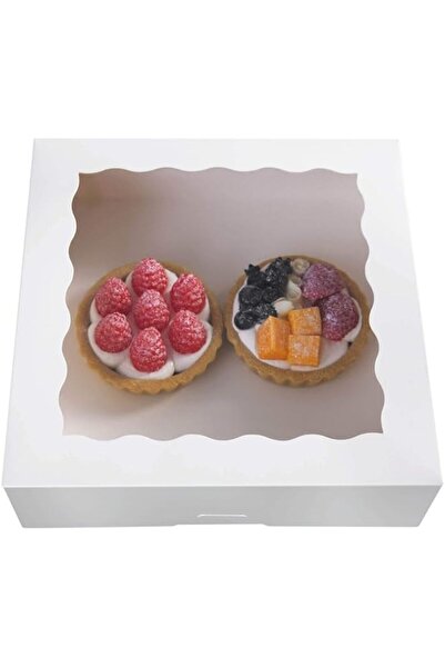 Generic ONE MORE 10inch White Natural Bakery Pie Boxes With PVC Windows,Large Cookie box 10x10x2i5inch 12 of