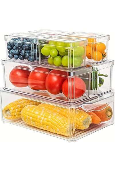 Generic Trendx 7 pack Fridge Organizer, Stackable Refrigerator Organizer Bin, Clear Plastic Pantry Organizer