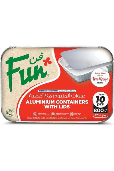 Generic حاويات ألومنيوم ممتعة بأغطية 800 سم مكعب (عبوة من 10 قطع) - حاويات تخ...