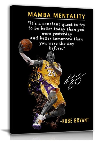Generic Kobe Bryant Inspirational Poster Canvas Wall Art • Mamba Mentality Quote Canvas Wall Art • Baske