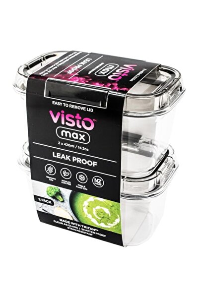 Generic Visto Max™ Rect 420Ml (0i44Qt) - Twin Pack Clear Base & Lid, Colour Seal With Matching Clips