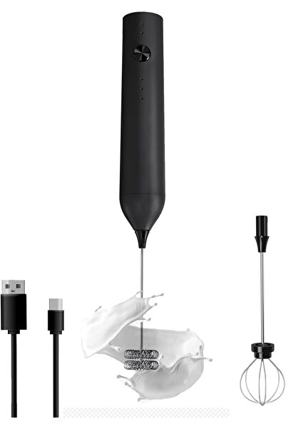 Generic Handheld Milk Frother, Type C Rechargeable Electric Blender Coffee Frother, 3 Mixing Speeds Mini Mil